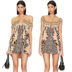 Free People Intimately Bali Mariposa Patterned Colourful Mini Slip Dress Medium